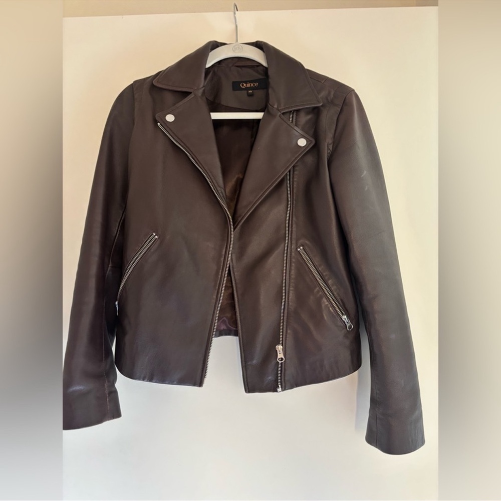 Quince Dark Brown 100% Leather Jacket
